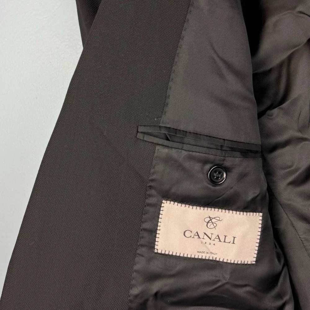 Canali Mens 34R Black Travel Water Resistant Wool Two Button Blazer Sport Coat